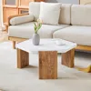Streamdale Furniture Streamdale 31" Modern Hexagonal Coffee Table, White Marble Top