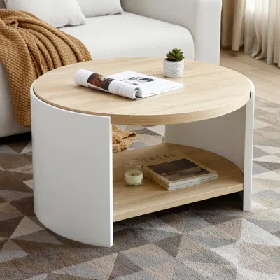 Streamdale Furniture Streamdale 31" Round Coffee Table With Storage Shelf