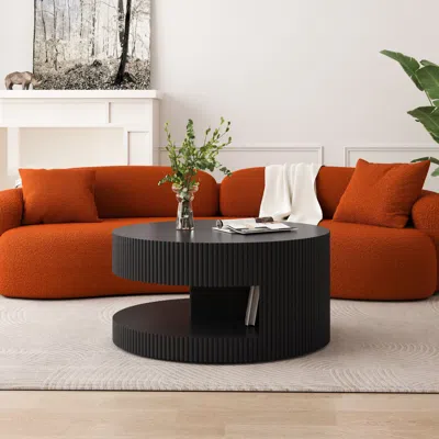 Streamdale Furniture Streamdale 31.5" Coffee Table, Storage Center Table, Vertical Stripe Design