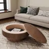 Streamdale Furniture Streamdale 31.5" Round Walnut Coffee Table With Storage
