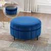 Streamdale Furniture Streamdale 31.5" Velvet Round Storage Ottoman - Navy