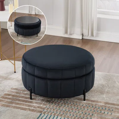 Streamdale Furniture Streamdale 31.5" Velvet Storage Ottoman - Black