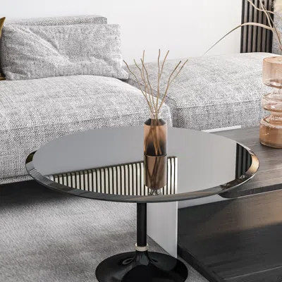 Streamdale Furniture Streamdale 32" Inch Round Tempered Glass Table Top Black Glass 2/5 Inch Thick