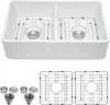Streamdale Furniture Streamdale 32 L X 20 W Double Basin Farmhouse Kitchen Sink With Basket