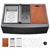 Streamdale Furniture Streamdale 33 L X 22 W Farmhouse Kitchen Sink Matte Stainless Steel 33 In.