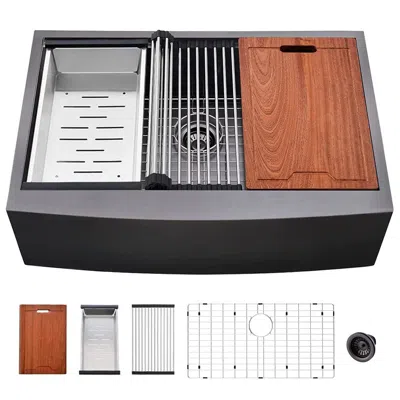 Streamdale Furniture Streamdale 33 L X 22 W Farmhouse Kitchen Sink Matte Stainless Steel 33 In.