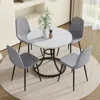 Streamdale Furniture Streamdale 33" Round Dining Table & 4 Gray Linen Chairs
