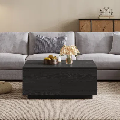 Streamdale Furniture Streamdale 33.25" Square Coffee Table With 4 Drawers, Black
