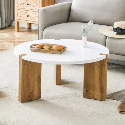 Streamdale Furniture Streamdale 33.4" Minimalist Circular Mdf Coffee Table