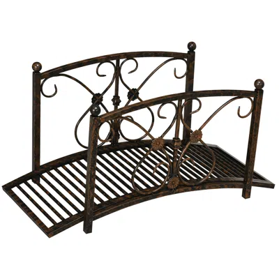 Streamdale Furniture Streamdale 3.3ft Metal Arch Zen Garden Bridge With Safety Siderails