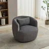 Streamdale Furniture Streamdale 34" Corduroy Swivel Barrel Chair W/ Pillow - Charcoal