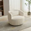 Streamdale Furniture Streamdale 34" Wide Corduroy Swivel Barrel Chair With Pillow - Ivory