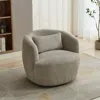 Streamdale Furniture Streamdale 34" Wide Corduroy Swivel Barrel Chair With Pillow - Light Gray