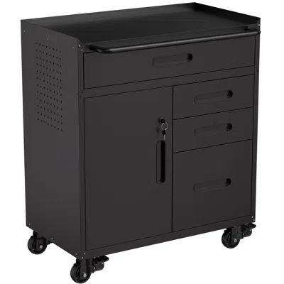Streamdale Furniture Streamdale 34.3" Mobile 4-drawer Steel Tool Storage Cabinet With Lockable Compartment