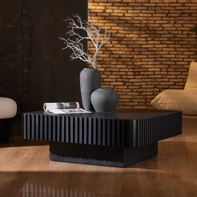 Streamdale Furniture Streamdale 35" Modern Drum Coffee Table - Black