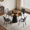 Streamdale Furniture Streamdale 35" Round Dining Table & 4 Chairs Set - Mid-century Modern Glass Top