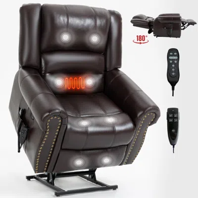 Streamdale Furniture Streamdale 350 Lbs Power Lift Recliner With Heat Massage In Brown