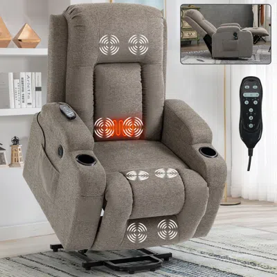 Streamdale Furniture Streamdale 350 Lbs Power Lift Recliner With Massage & Heat (brown)
