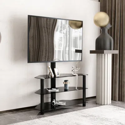 Streamdale Furniture Streamdale 35.4 Inch Black Multi-function Tv Stand Height Adjustable Bracket