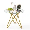 Streamdale Furniture Streamdale 35.4" Round Glass Dining Table - Gold