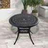 Streamdale Furniture Streamdale Ø35.43-inch Cast Aluminum Patio Dining Table With Black Frame And Umbrella Hole