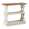 Streamdale Furniture Streamdale 35.5" X 14" X 32" Distressed White And Natural Wood Shelf Tray