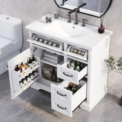 Streamdale Furniture Streamdale 36" Bathroom Vanity Sink, Drawers, Soft Close Hinges