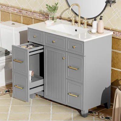 Streamdale Furniture Streamdale 36" Bathroom Vanity W/ Ceramic Sink & Hairdryer Drawer