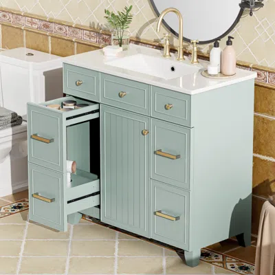 Streamdale Furniture Streamdale 36" Bathroom Vanity W/ Ceramic Sink & Hairdryer Drawer