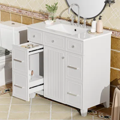 Streamdale Furniture Streamdale 36" Bathroom Vanity W/ Ceramic Sink & Hairdryer Drawer