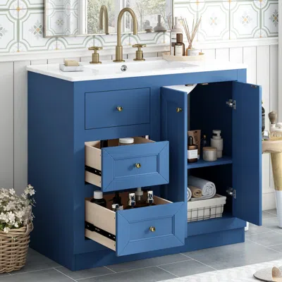 Streamdale Furniture Streamdale 36" Bathroom Vanity With Ceramic Sink And Storage
