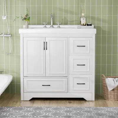 Streamdale Furniture Streamdale 36" Bathroom Vanity With Sink, Doors & Drawers