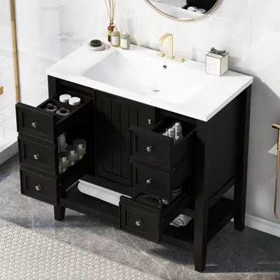 Streamdale Furniture Streamdale 36" Black Bathroom Vanity W/ Sink, Cabinet & Drawers