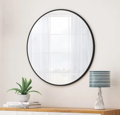 Streamdale Furniture Streamdale 36" Black Circular Mirror For Bathroom & Bedroom Decor