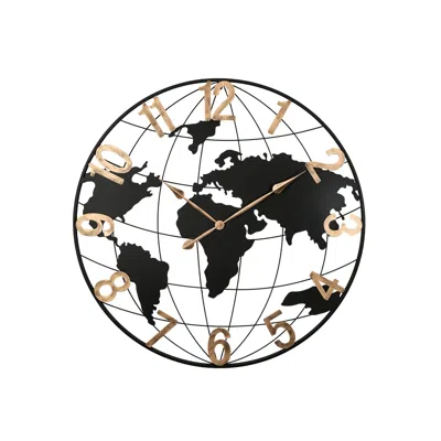 Streamdale Furniture Streamdale 36" Black Metal World Map Wall Clock