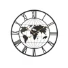 Streamdale Furniture Streamdale 36" Black Metal World Map Wall Clock