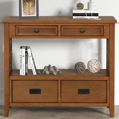 Streamdale Furniture Streamdale 36" Farmhouse Pine Wood Console Table Entry Sofa Table With 4 In Brown