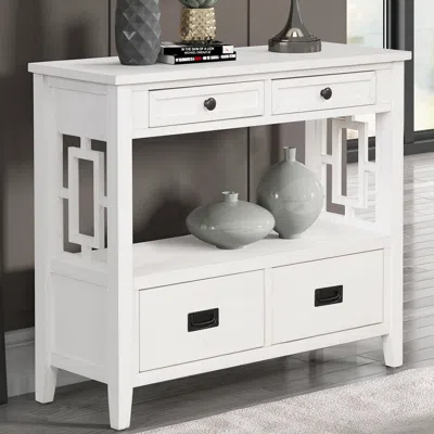 Streamdale Furniture Streamdale 36" Farmhouse Pine Wood Console Table Entry Sofa Table With 4 In White