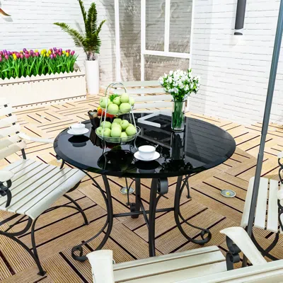 Streamdale Furniture Streamdale 36" Inch Round Tempered Glass Table Top Black Glass 1/2" Inch Thick