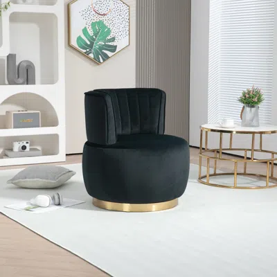 Streamdale Furniture Streamdale 360 Degree Swivel Cuddle Barrel Accent Sofa Chairs In Black