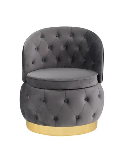 Streamdale Furniture Streamdale 360 Degree Swivel Cuddle Barrel Accent Storage Chairs In Gray