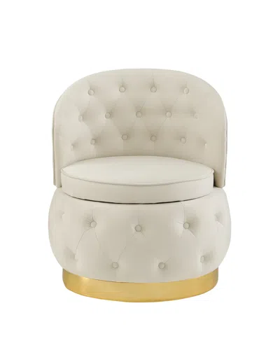Streamdale Furniture Streamdale 360 Degree Swivel Cuddle Barrel Accent Storage Chairs In Neutral