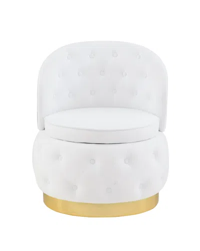 Streamdale Furniture Streamdale 360 Degree Swivel Cuddle Barrel Accent Storage Chairs In White