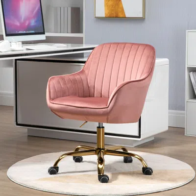 Streamdale Furniture Streamdale 360 Degree Velvet Swivel Chair With High Back In Pink