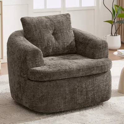 Streamdale Furniture Streamdale 360 Swivel Accent Barrel Chair With Dual-layer Cushion, Brown