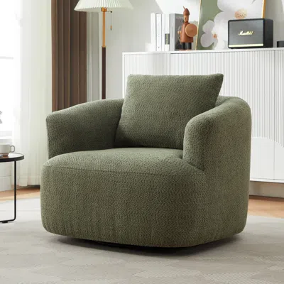 Streamdale Furniture Streamdale 360 Swivel Accent Barrel Chair With Throw Pillow