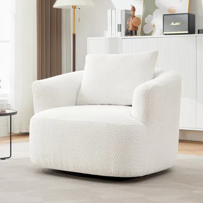 Streamdale Furniture Streamdale 360 Swivel Accent Barrel Chair With Throw Pillow