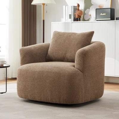 Streamdale Furniture Streamdale 360 Swivel Accent Barrel Chair With Throw Pillow