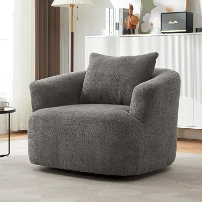 Streamdale Furniture Streamdale 360 Swivel Accent Barrel Chair With Throw Pillow