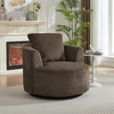 Streamdale Furniture Streamdale 360 Swivel Accent Chair - Modern Comfort For Home & Office In Brown